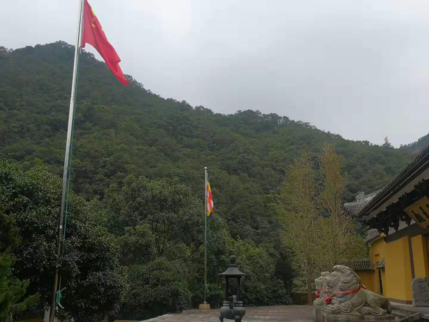 温州雁荡山能仁寺喜迎新中国成立70周年升国旗仪式(图7)