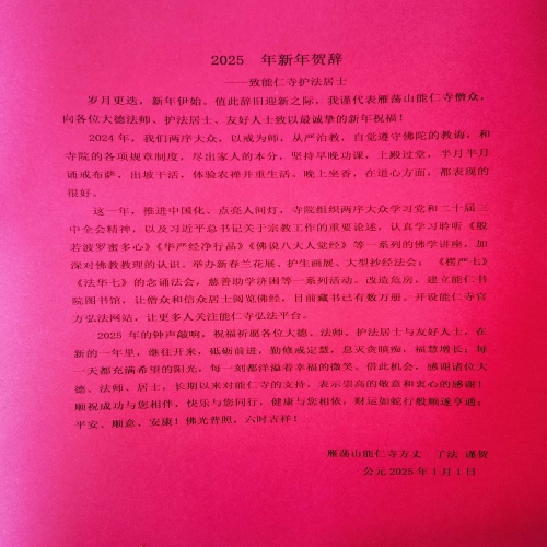 2025 年新年贺辞